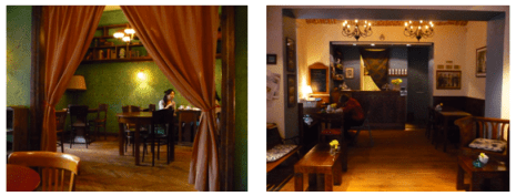 Massolit, English book shop and café with good working atmosphere(Left) and Cheder Café, Jewish style café in Kazimierz © Lena Wulf